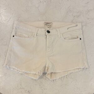 Current Elliott White Denim Frayed Hem Jean Shorts 30
